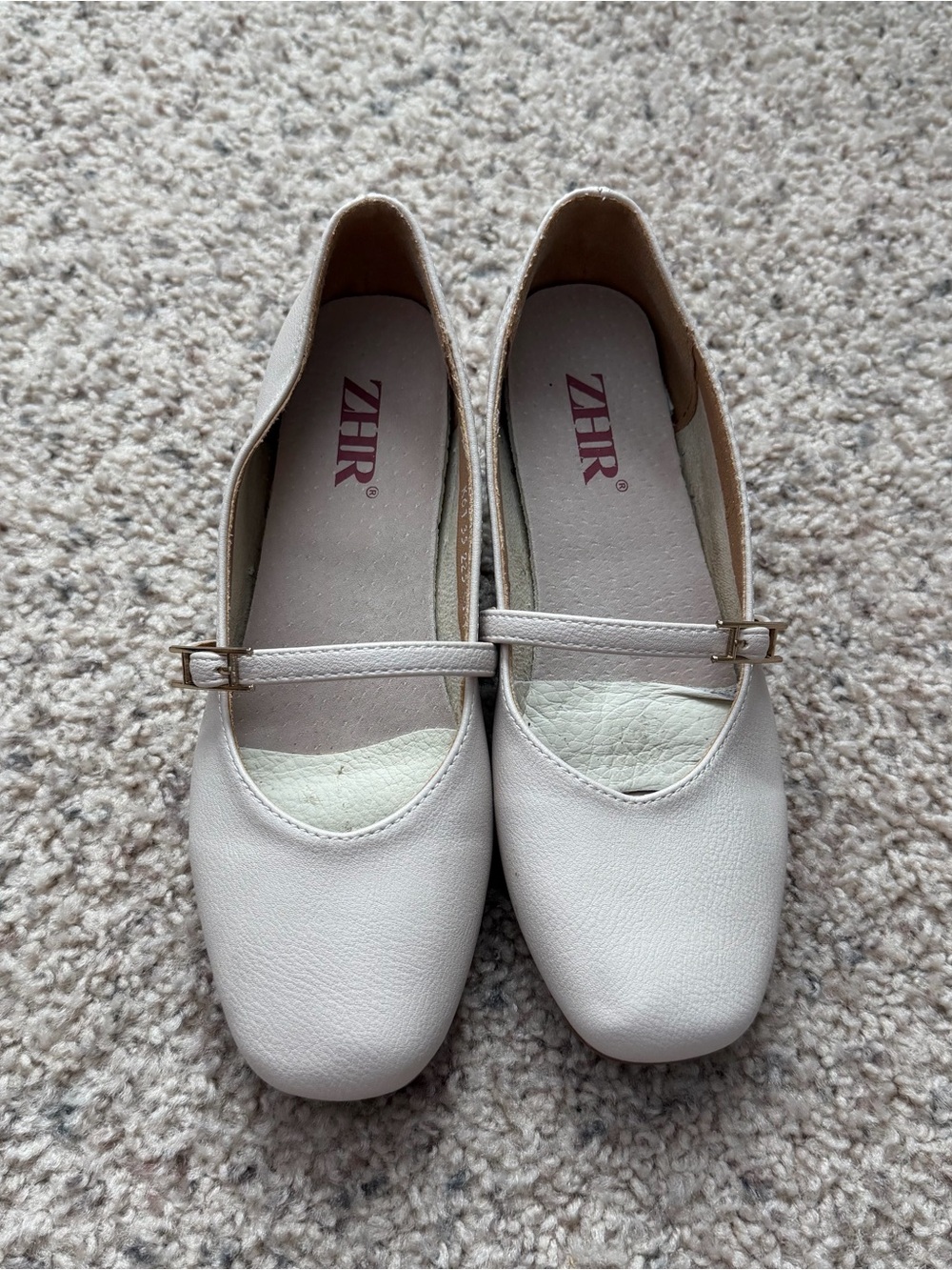 Women's Cream Mary Jane Flats